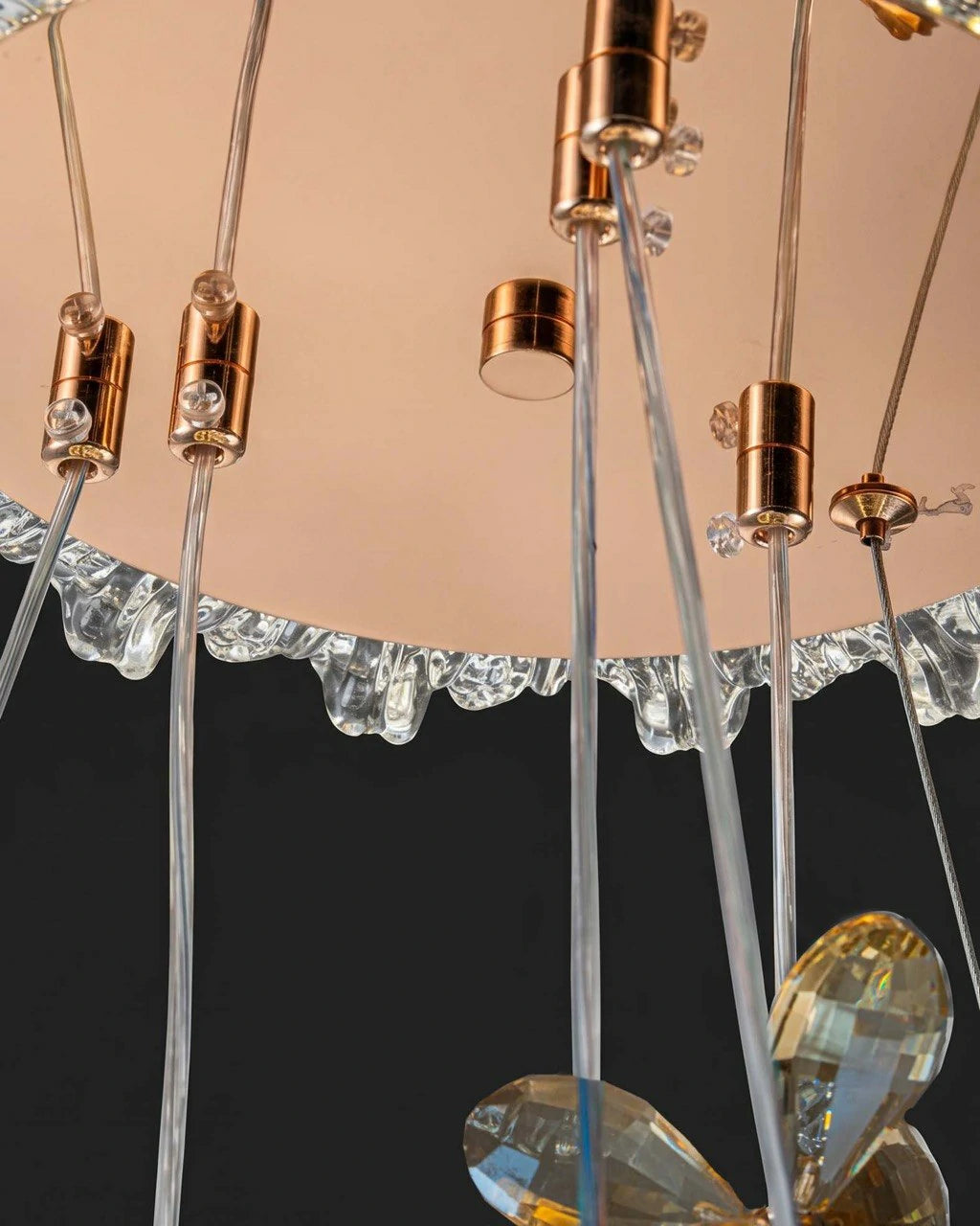 Gold Rings Crystal Pendant – in a room