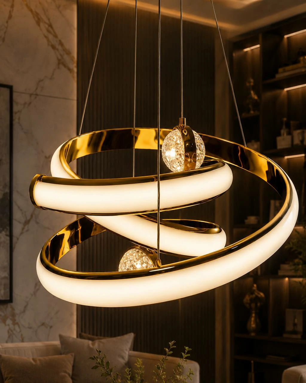 Galaxy Halo Gold Pendant – installed