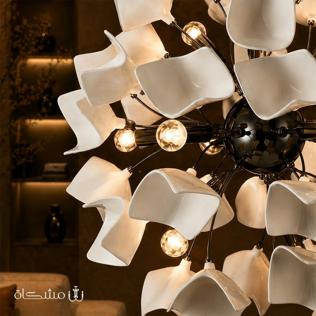 White Orchid Chandelier – lit