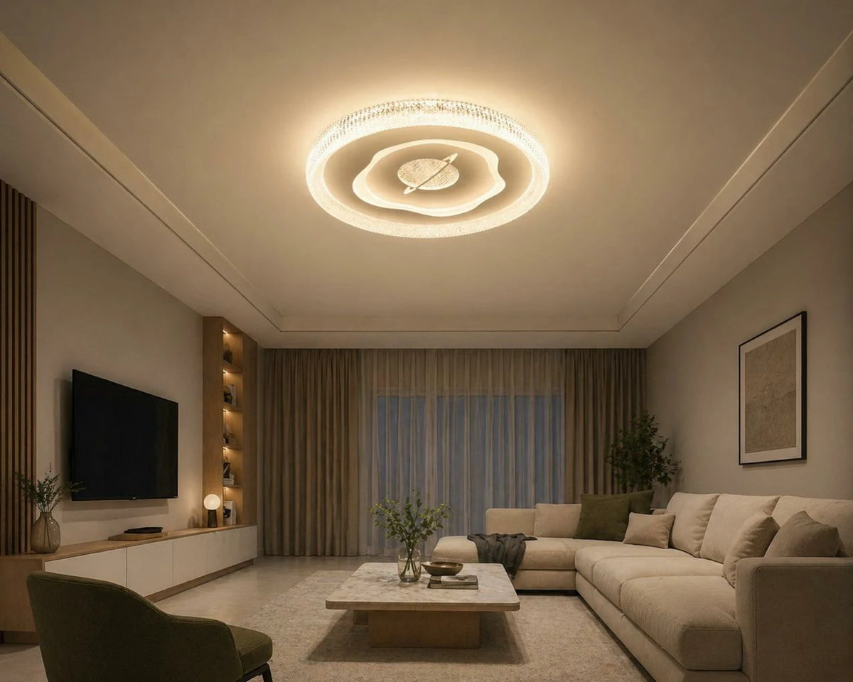Planet White LED Ceiling Light – lit