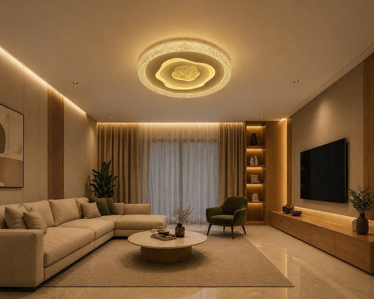 Crystal White Ceiling Light – installed
