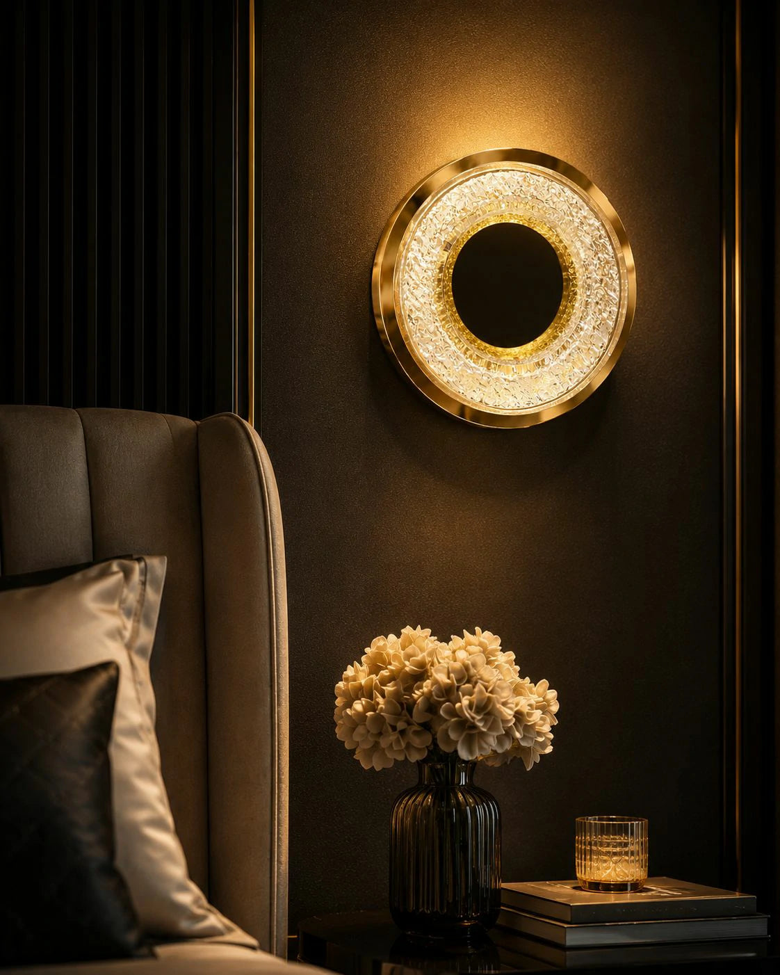Glowing Crown Wall Sconce – installed