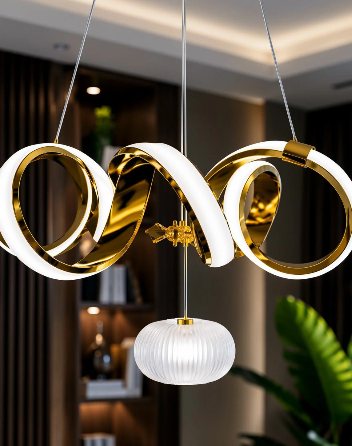 Gold Orbit Ring Pendant – installed
