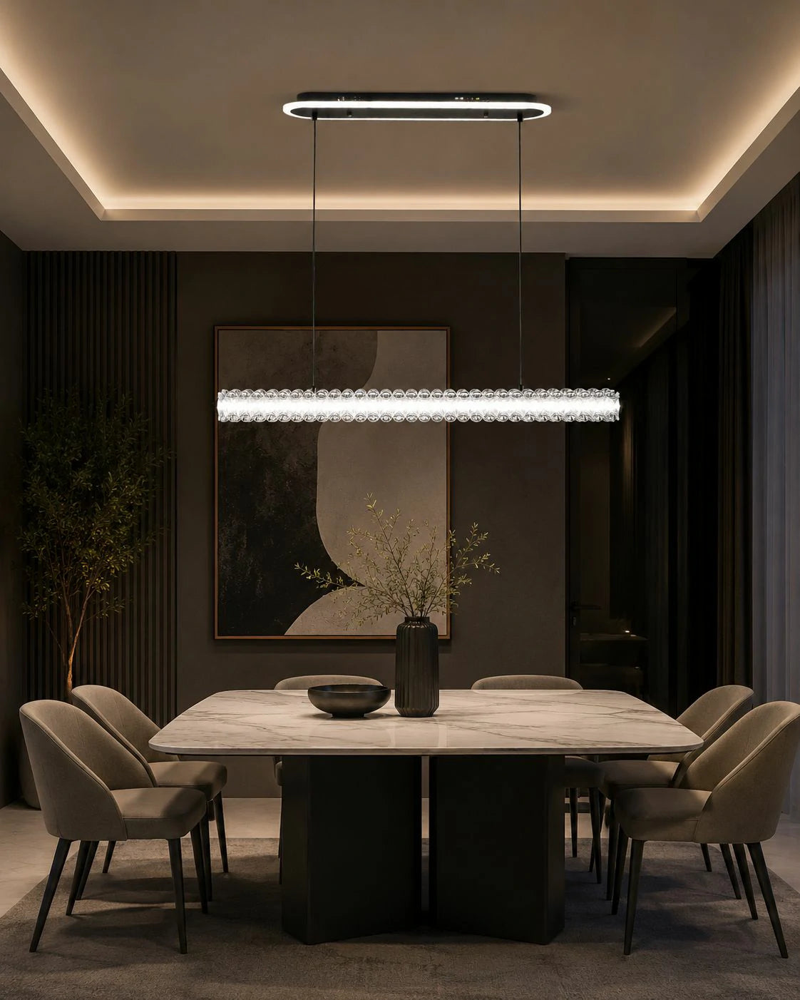 Modern Crystal LED Linear Pendant