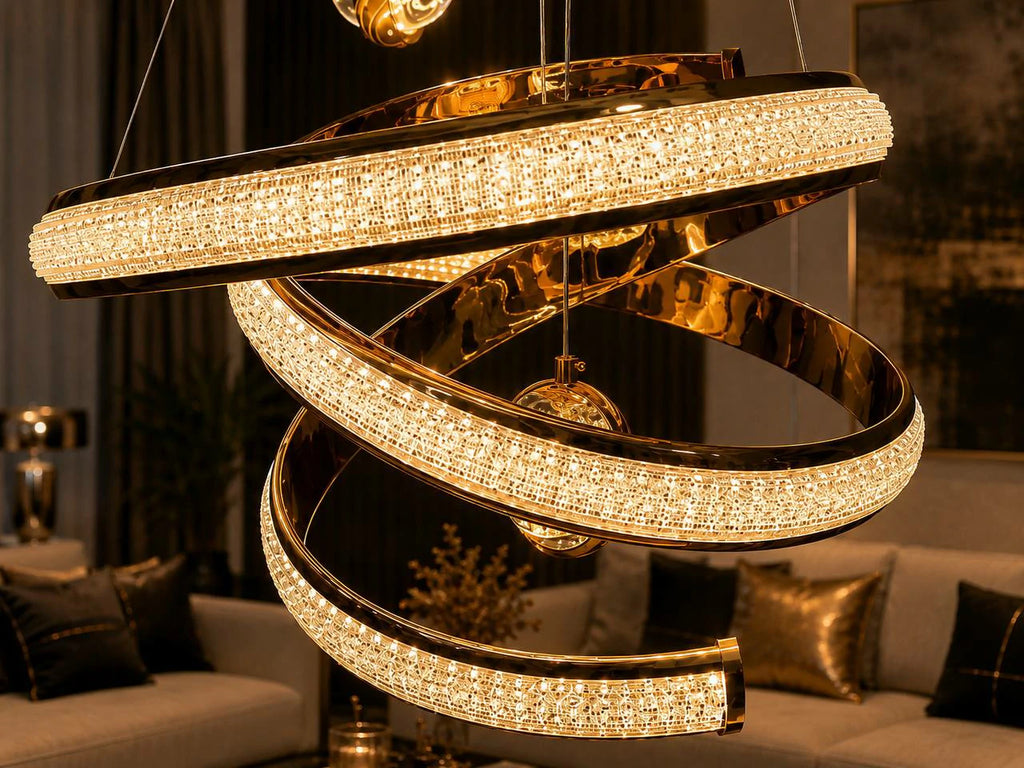 Lucinda Gold Spiral Pendant – installed