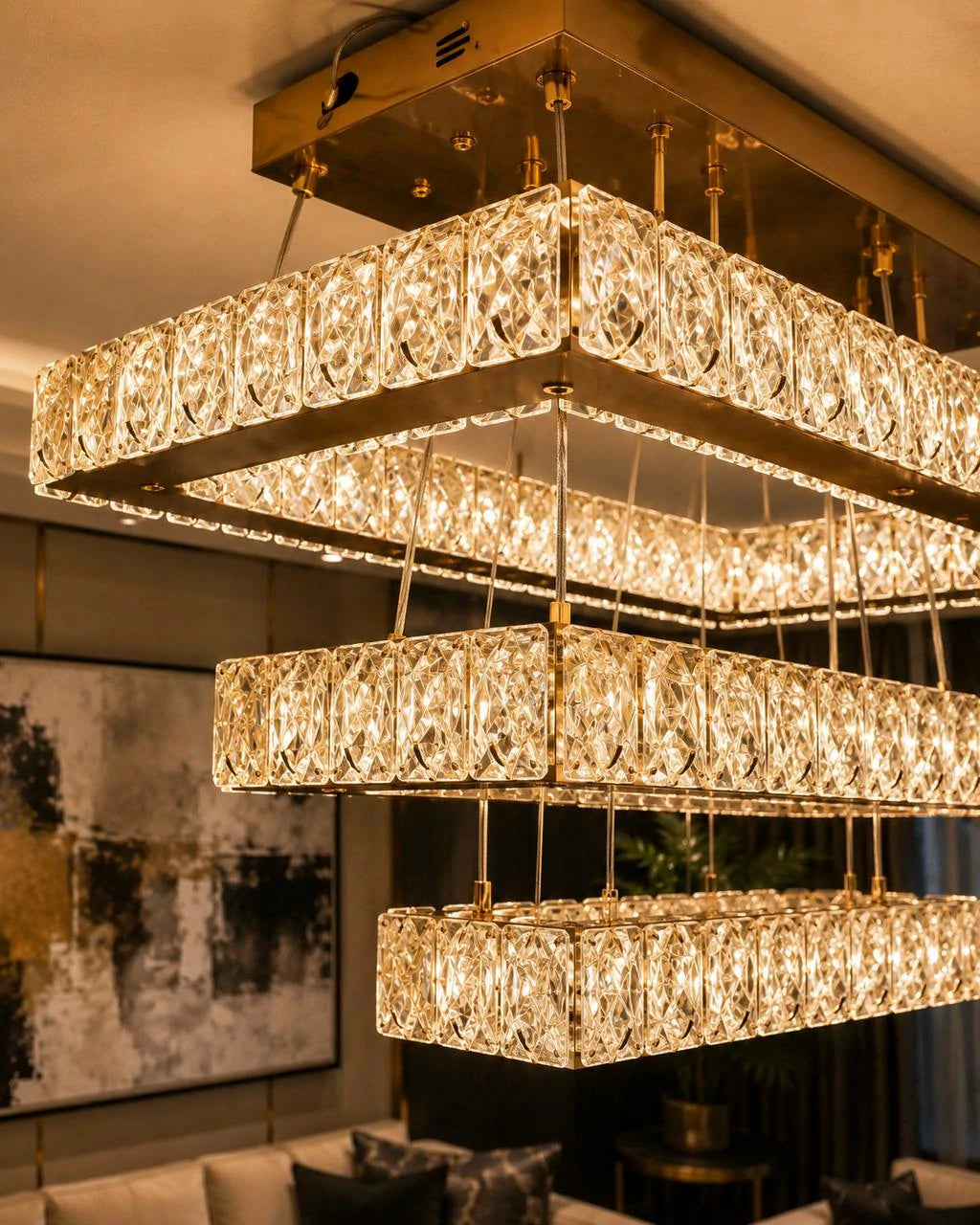 Quad Frame Crystal Chandelier – installed
