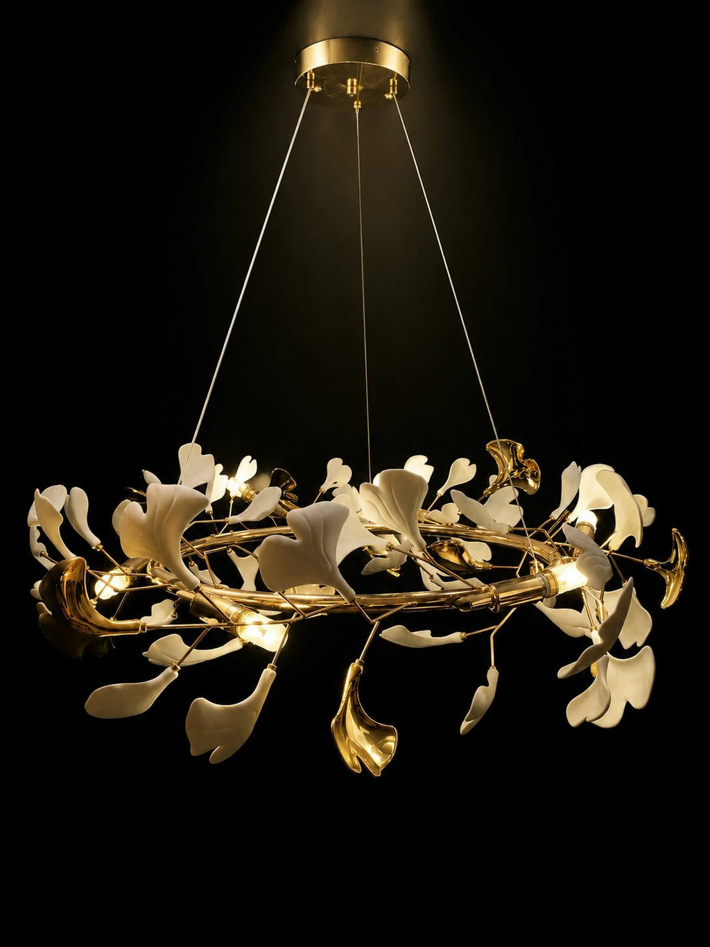 Golden Leaves Symphony Chandelier – installed