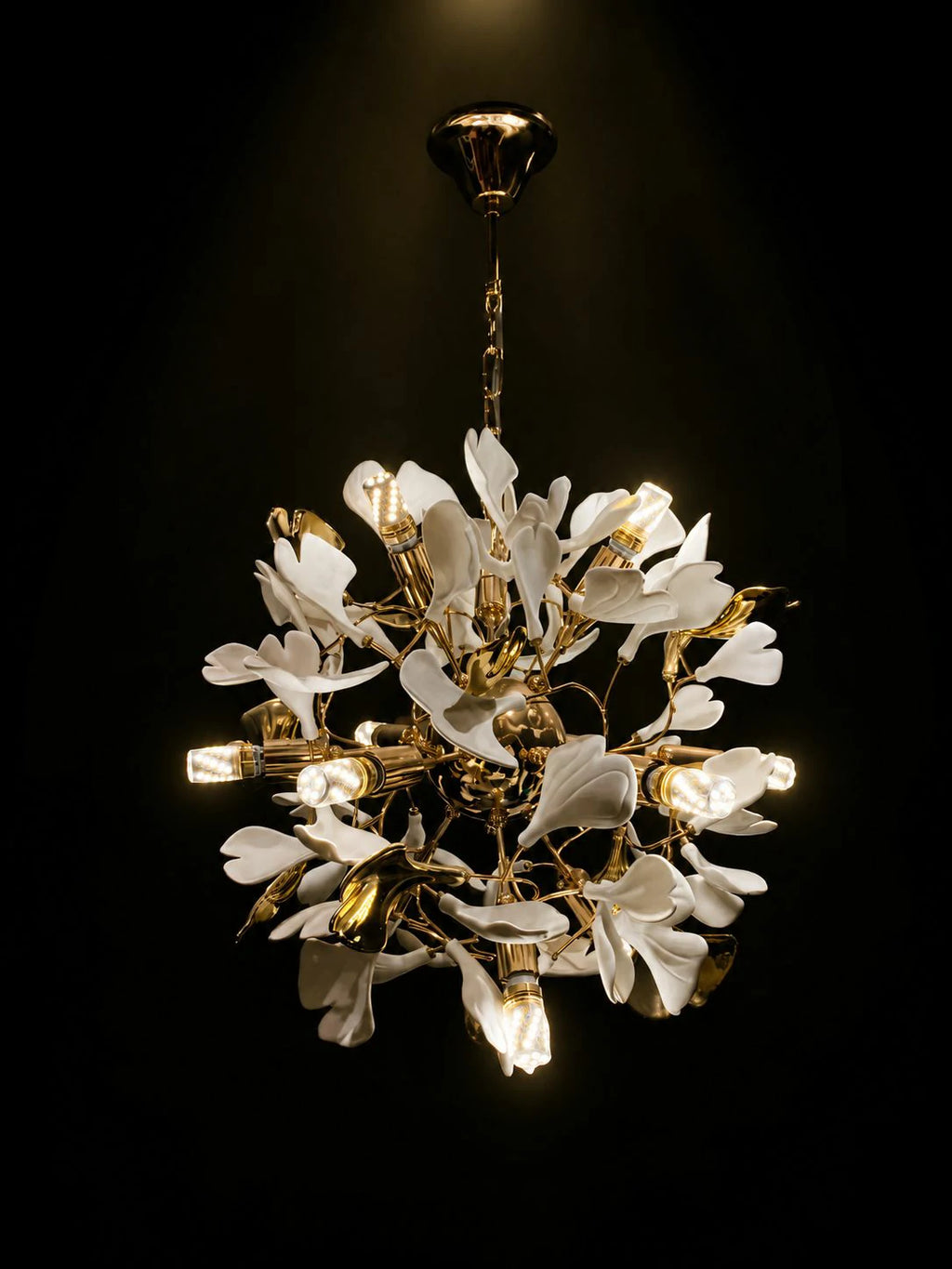 Royal Gold Orchid Chandelier – installed