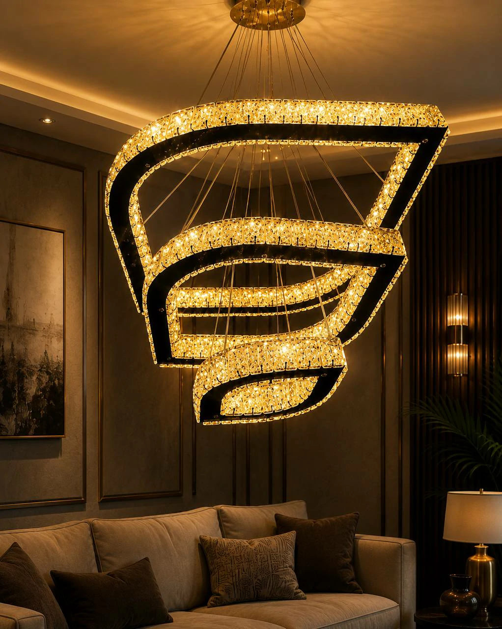 Royal Crown Crystal Chandelier – warm light
