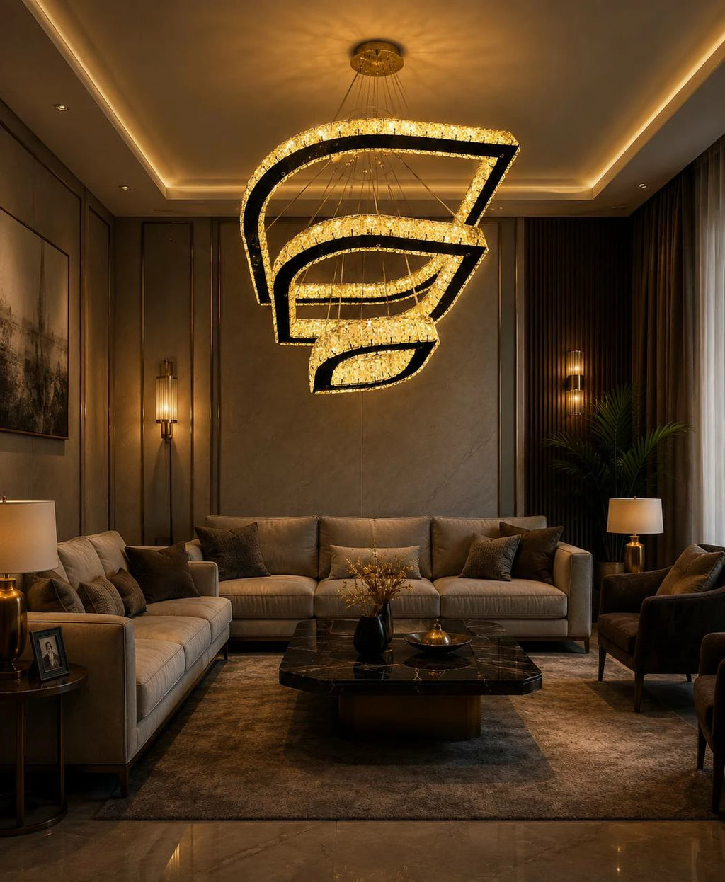 Royal Crown Crystal Chandelier – installed
