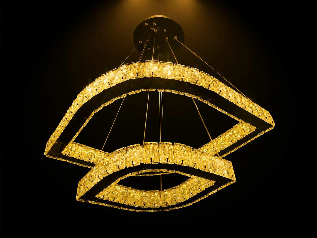 Crystal Halo Black Chandelier – installed