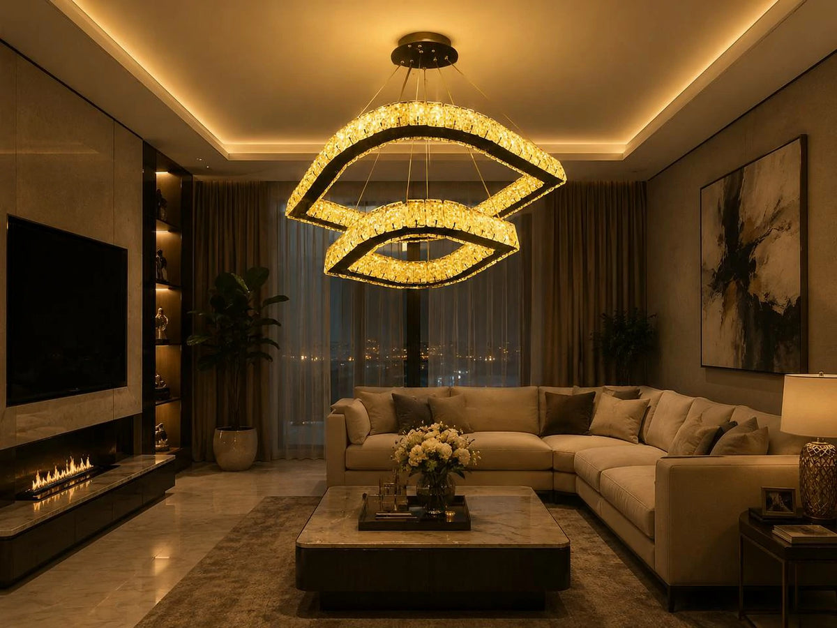 Crystal Halo Black Chandelier
