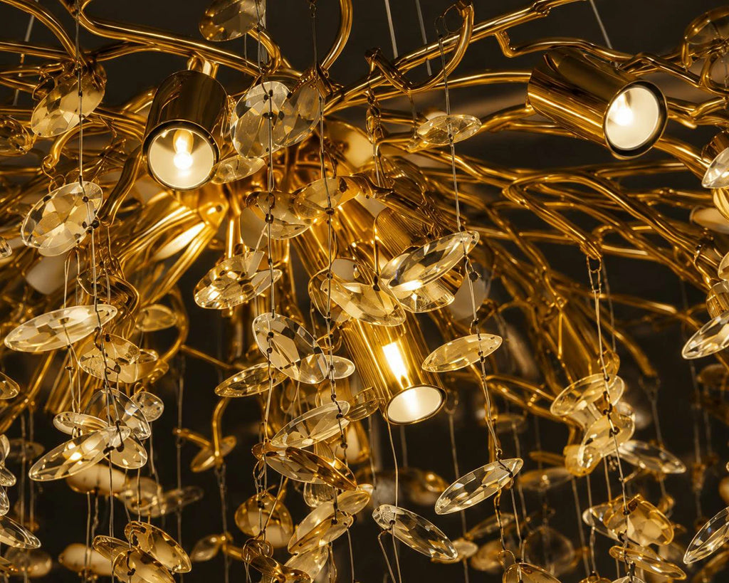 Crystal Branches Gold Chandelier – detail
