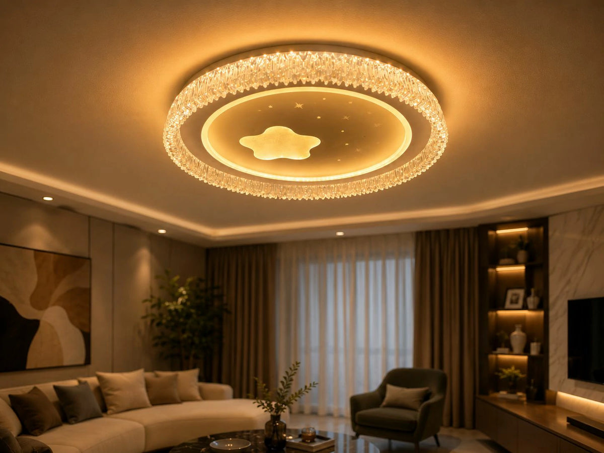 Aurora White Ceiling Light – installed