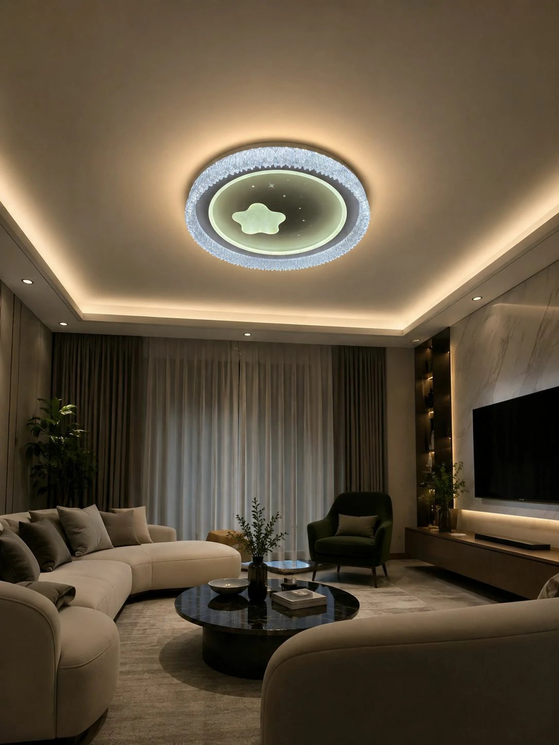 Aurora White Ceiling Light – lit