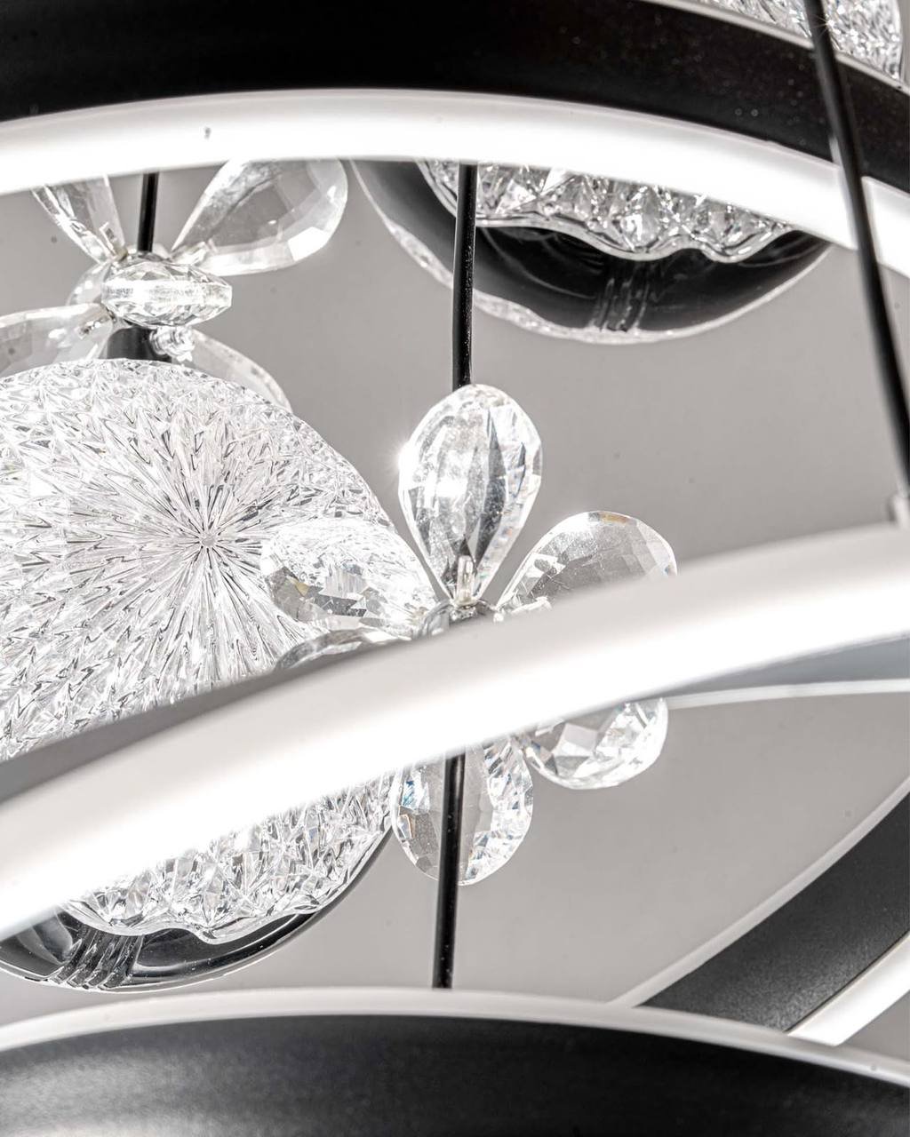 Black Rings Crystal Pendant – installed